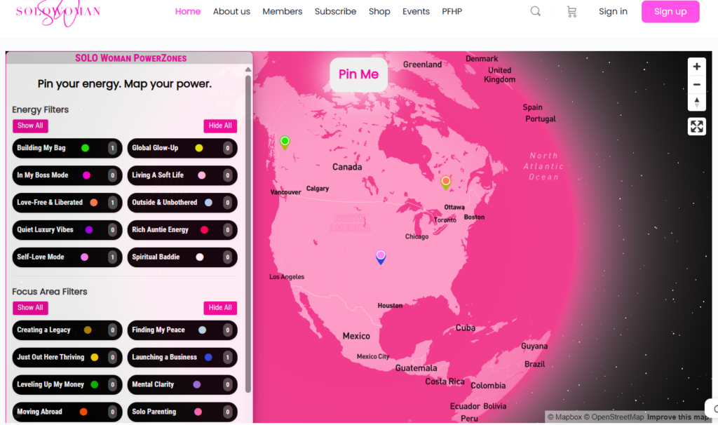 WP - SOLO Woman Interactive Web Map (Pin Your Location)