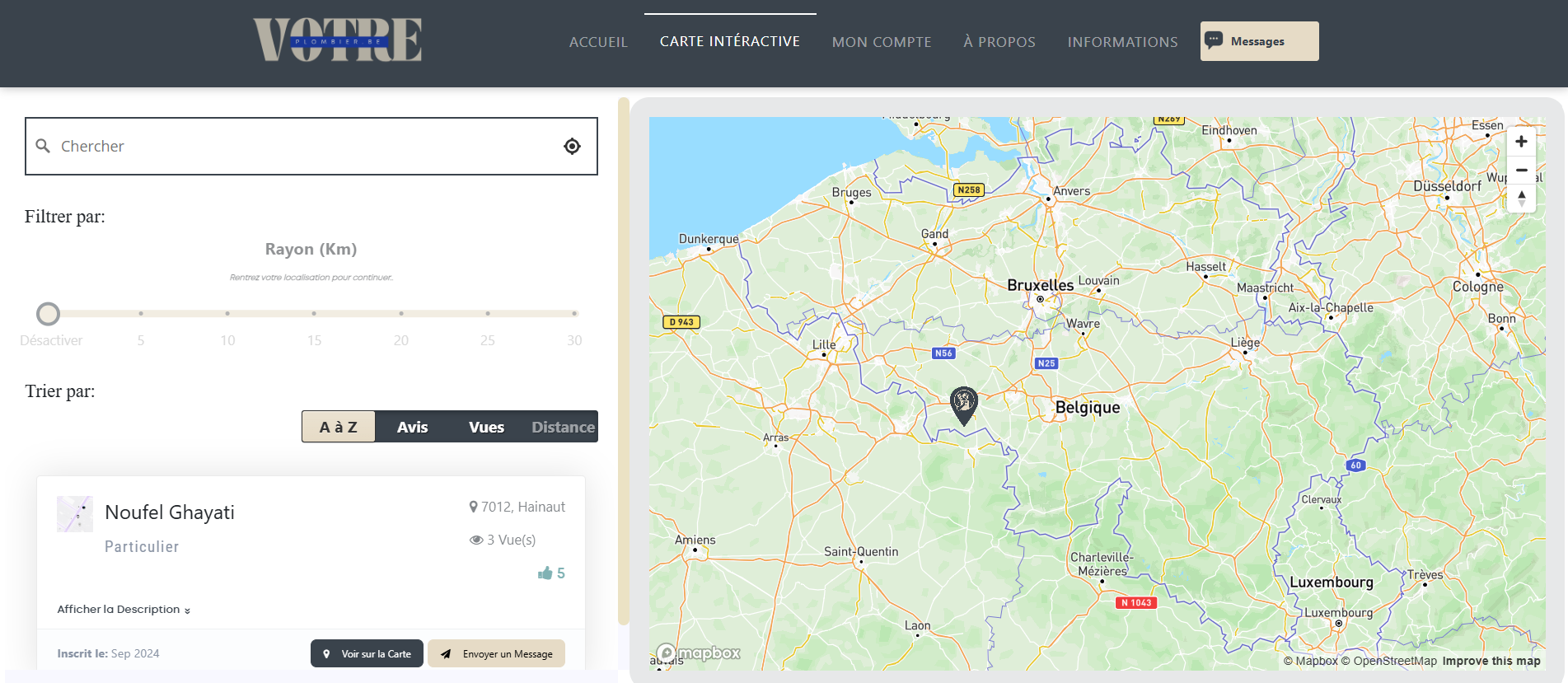 WP Website - VOTRE Plombier - Interactive Map & Listing
