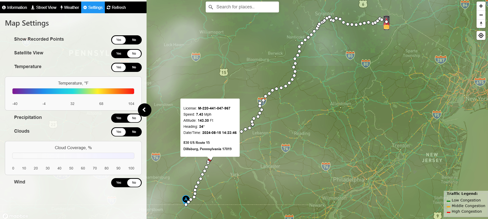 Driver Tracking Solution - Web Map -