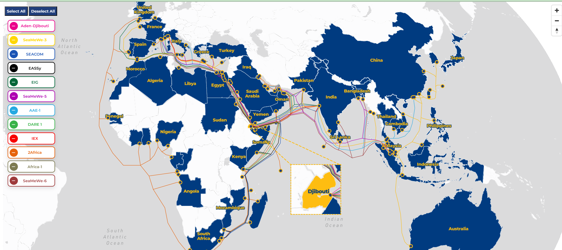 Djibouti Telecom - Interactive Web Map - Network Cables