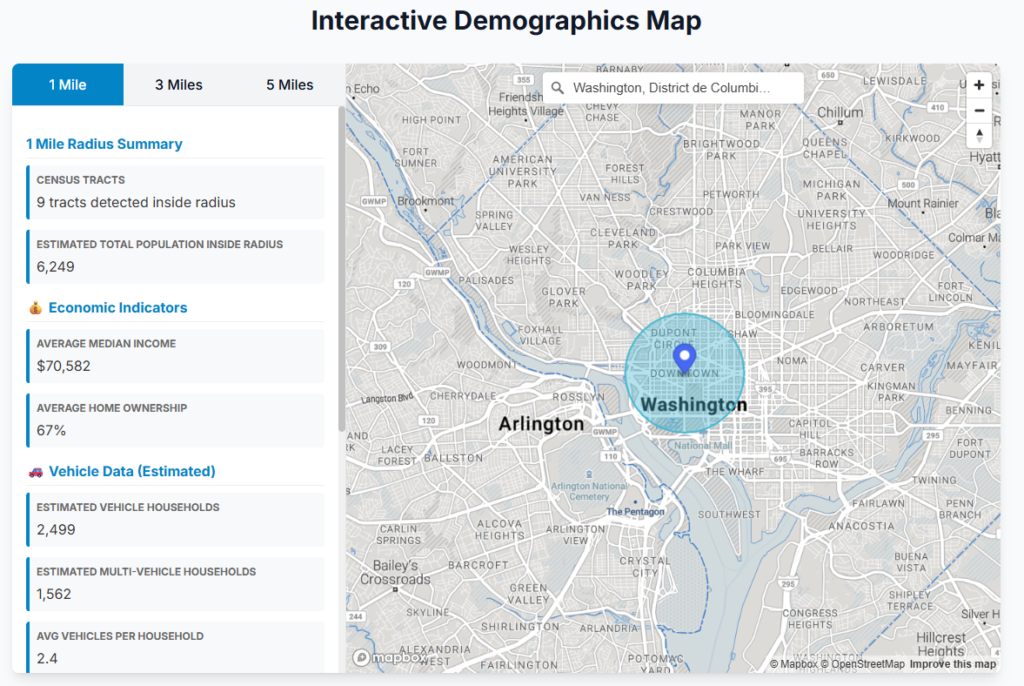 US Census Tracts - Demographics & Traffic Data - Interactive Web Map