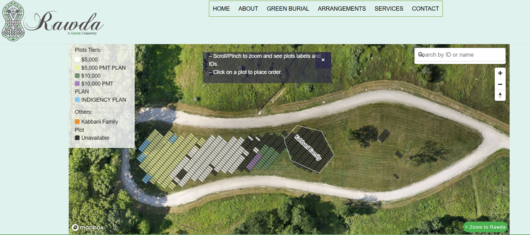 Interactive Web Map for Cemetery plots in Wordpress