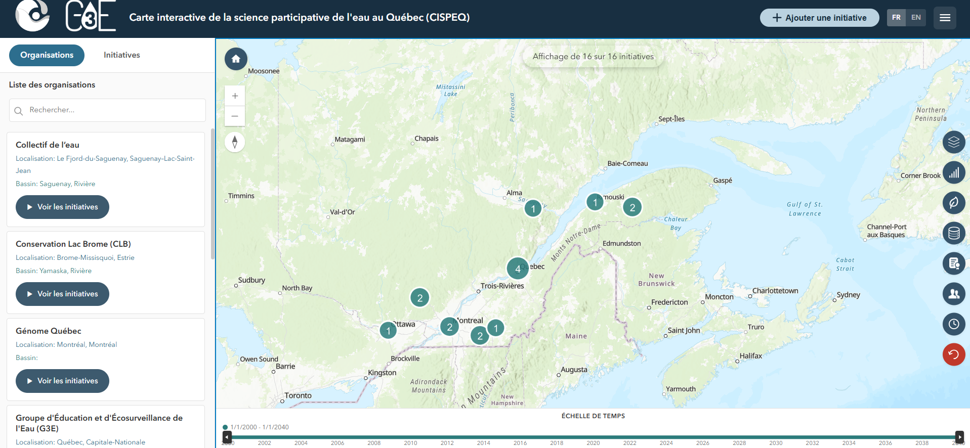 Bilingual ArcGIS Map for Quebec Water Science Initiatives (CISPEQ)