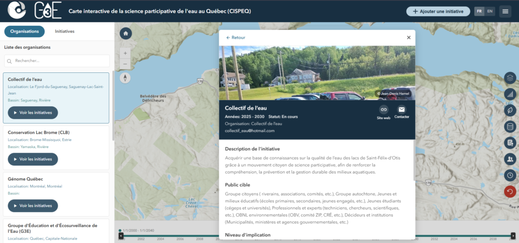 Bilingual ArcGIS Map for Quebec Water Science Initiatives (CISPEQ)
